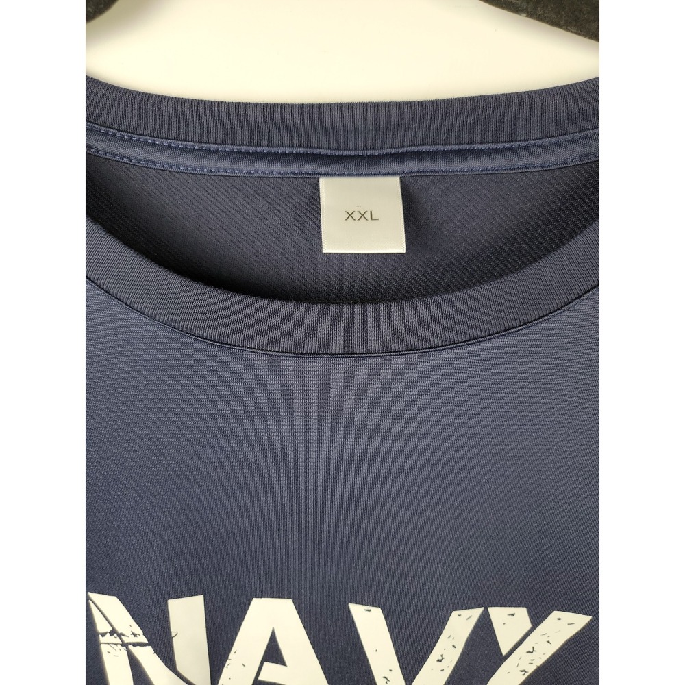 Mens Navy Veteran T Shirt Graphic Print XXL Blue USA Flag Anchor - Picture 2 of 7